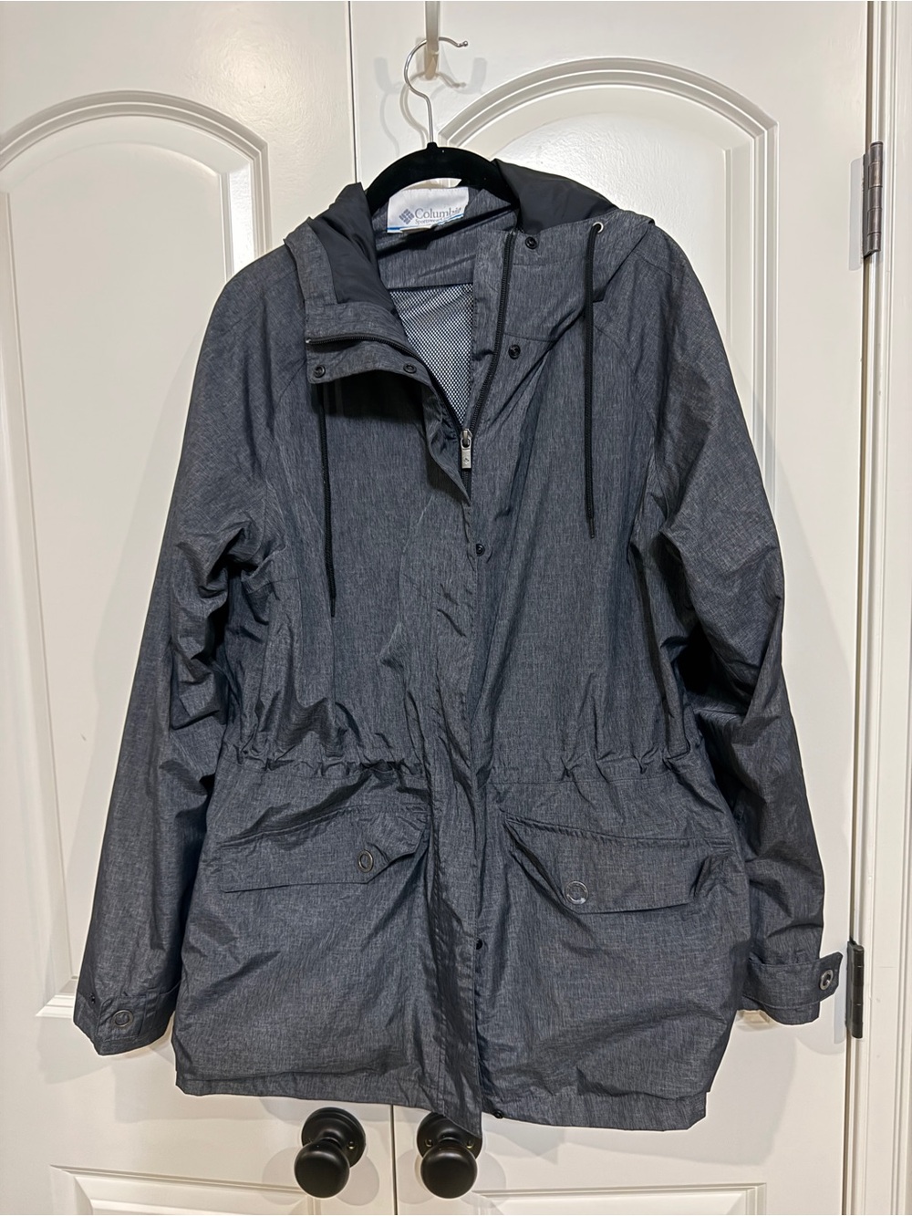 Columbia Hooded Rain Jacket - Dark Gray XL